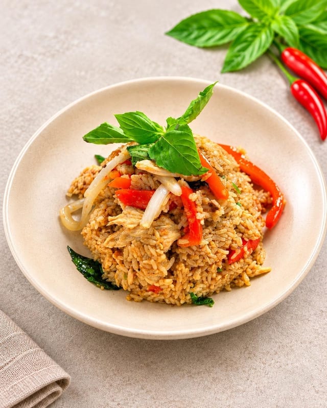 Spicy Thai Basil Fried Rice.