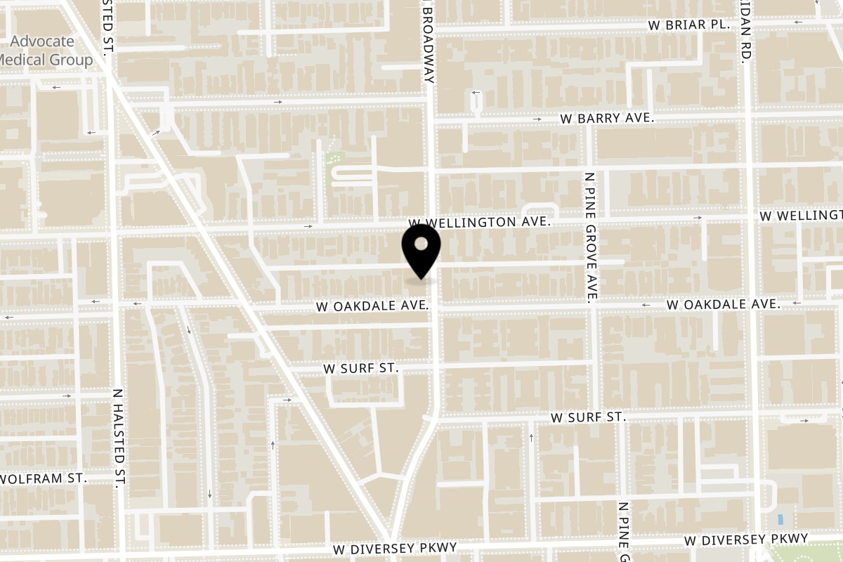 Map showing the location of Thai To-Go on 2932 N Broadway #2 in Chicago